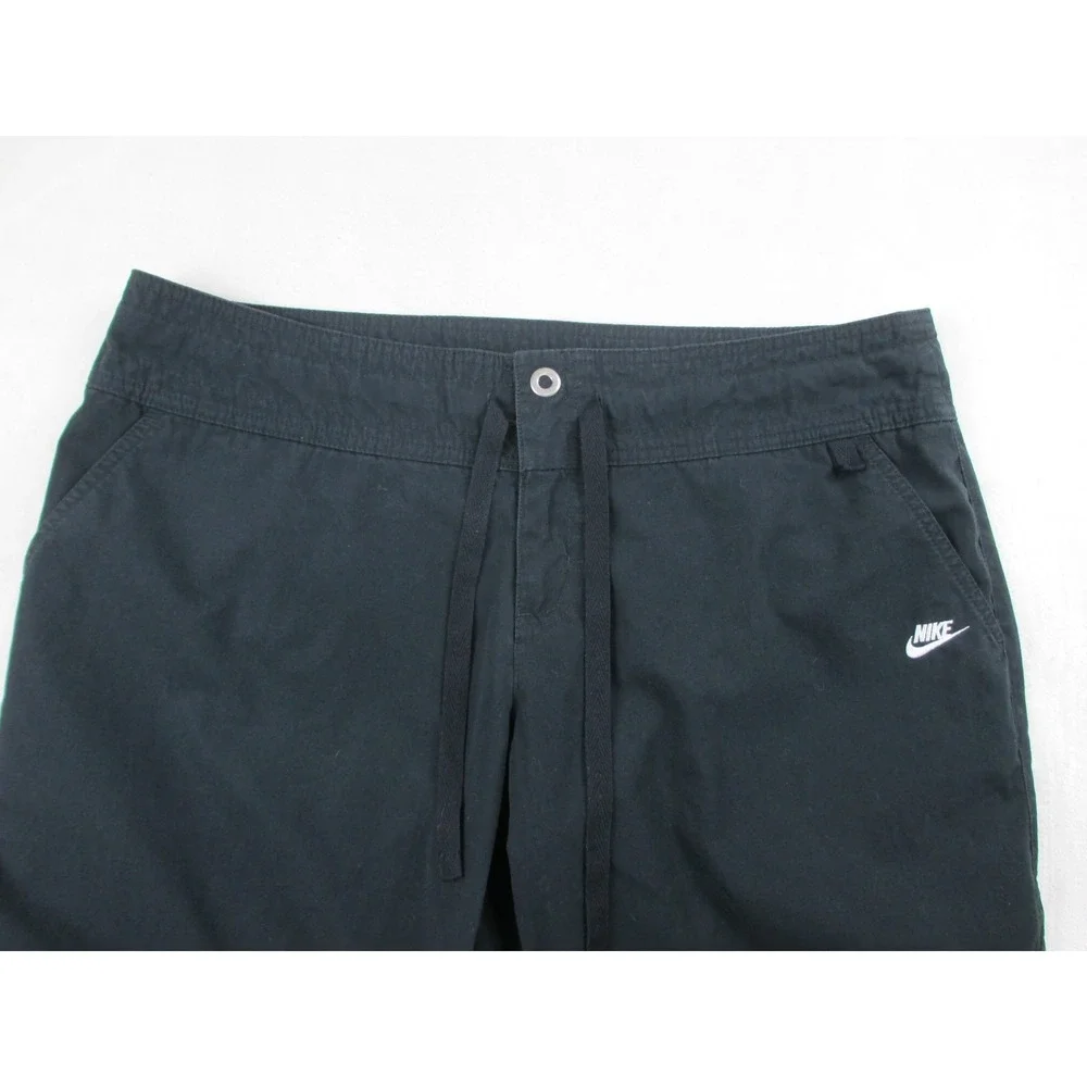Nike Shorts Womens Large‎ Black Bermuda Spell Out Logo Swoosh Casual Ladies*